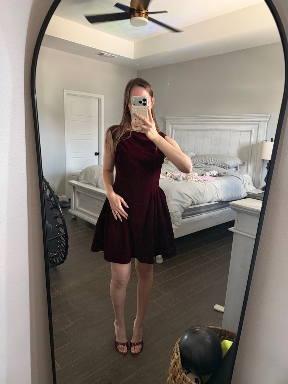 Cider Burgundy Velvet Sleeveless Mini Dress